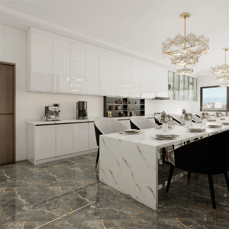 High Gloss White Lacquer Kitchen Cabinets