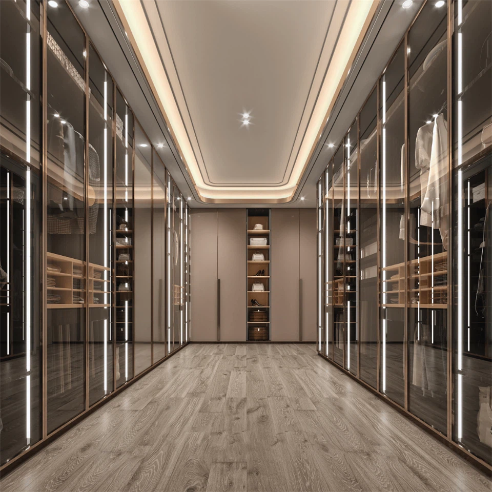 Luxury Glass Walk in Wardrobe